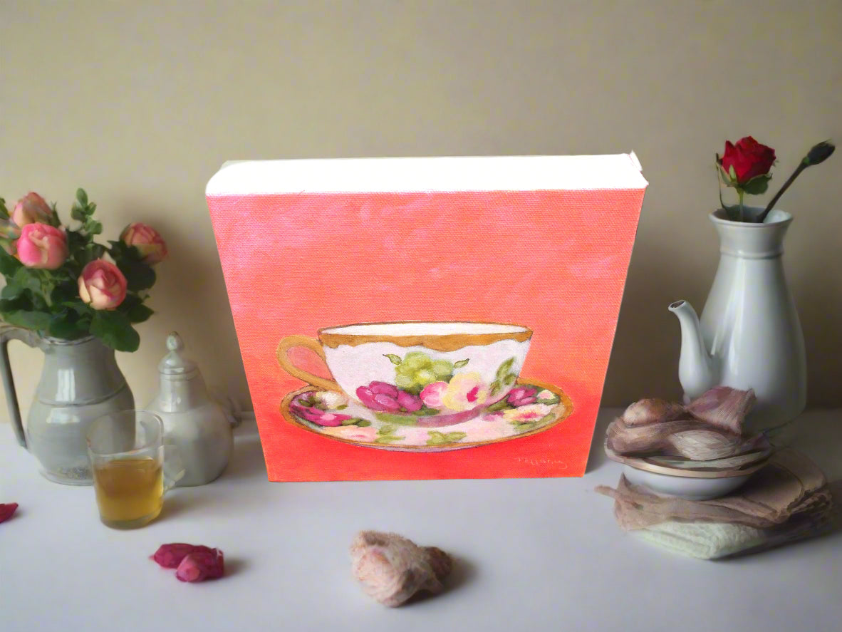 Tea Time - Original Teacup Painting - Acrylic