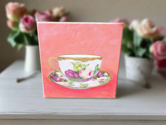 Tea Time - Original Teacup Painting - Acrylic